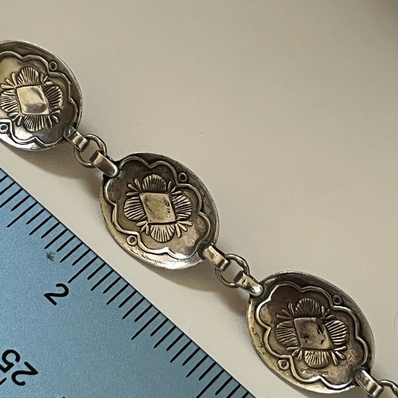 Vintage Sterling Silver Turquoise Coral Onyx Bracelet - Picture 7 of 8